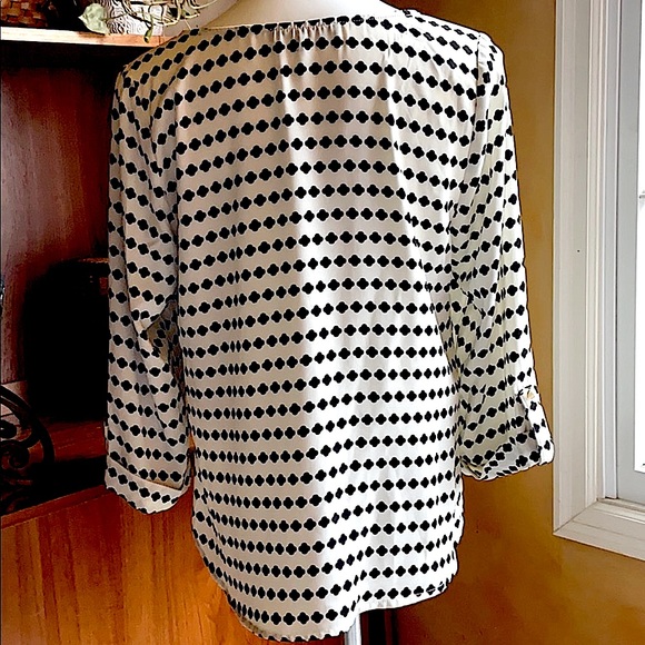 L BRIXON IVY SCOOP NECK BLACK & CREAM PULL OVER BLOUSE 3/4 LOOSE Sleeve… - Picture 6 of 13